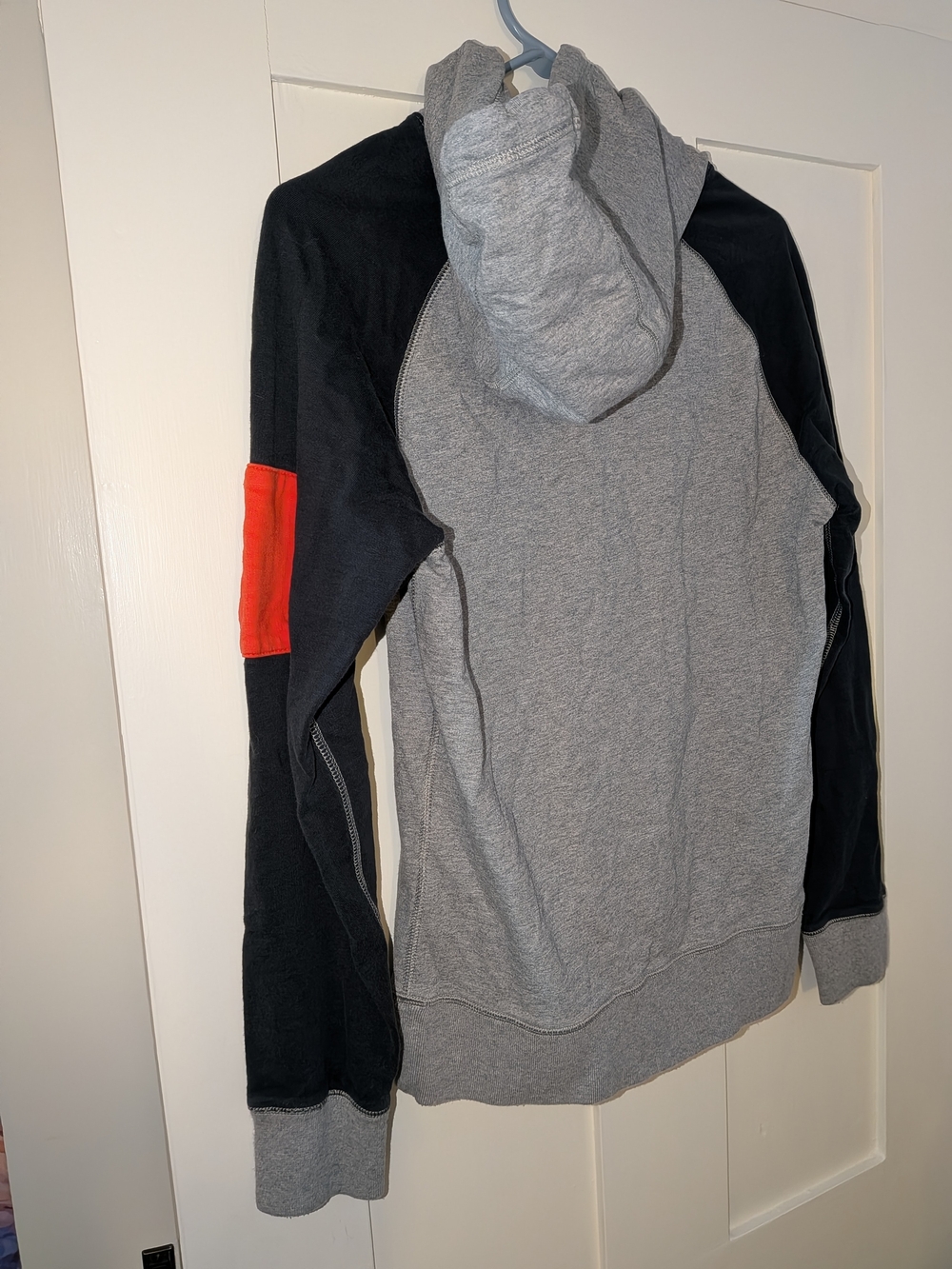 Nike Gray Pullover Hoodie with Black Sleeves and Orange Accents - Picture 3 of 6